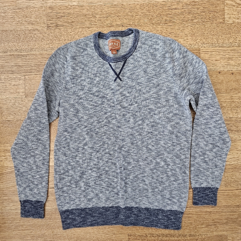 Red Ale Men's S Heathered Gray And Navy Crewneck Sweater